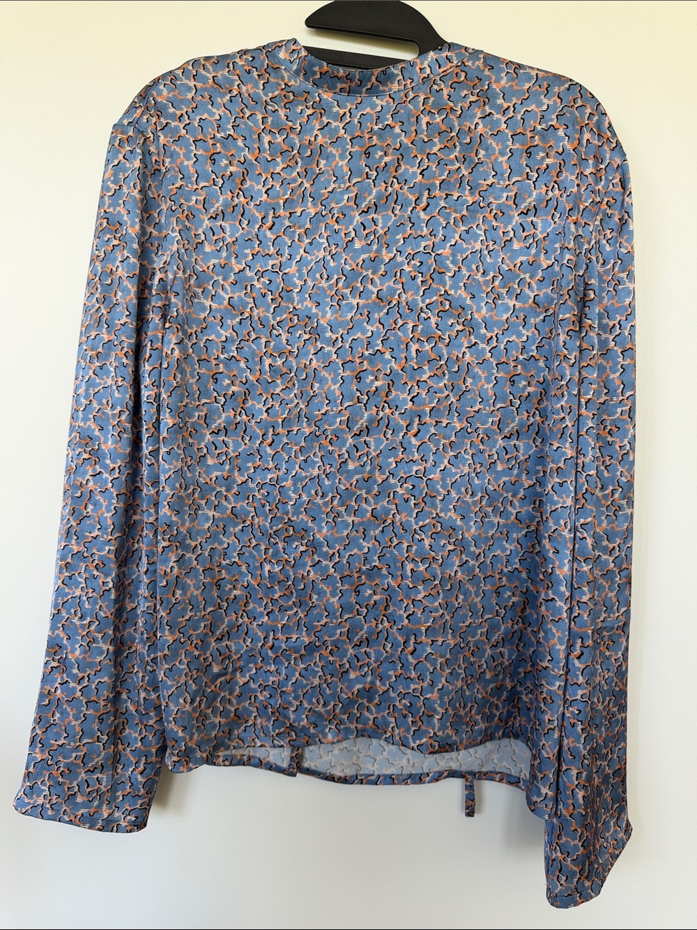 Acne Blue and Brown Abstract Print Long-Sleeve Blouse